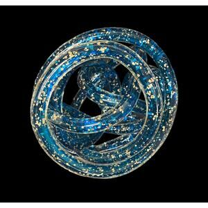 Vintage Handblown Glass Blue Murano Style with Silver Speckles Tangle Knot Art
